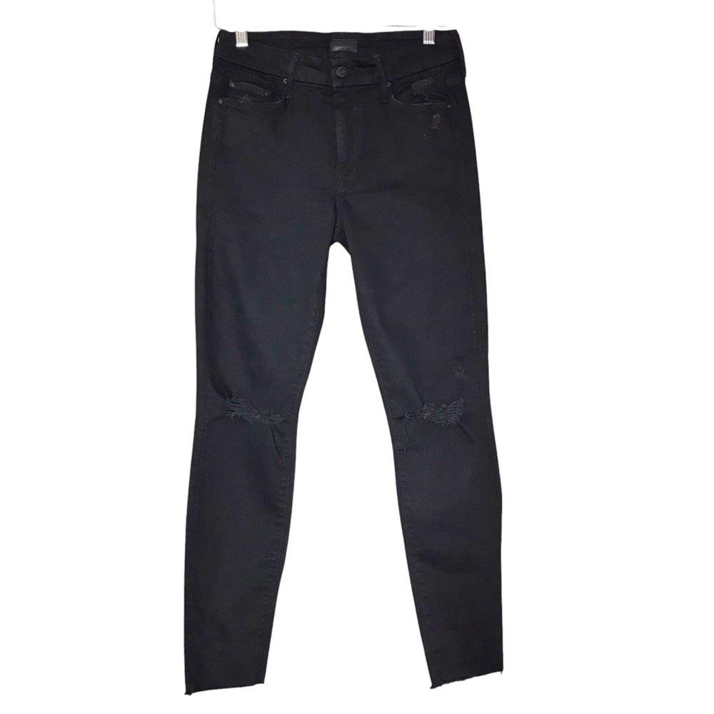 Size 27 Mother Looker Ankle Fray Black Jeans Denim Pants Made in USA